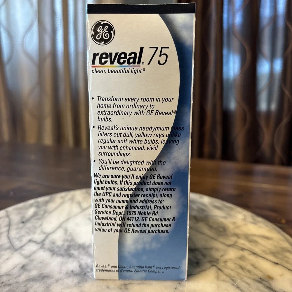 GE Reveal 75 Watt Light Bulbs Pack Of 4 Bulbs New In Box
